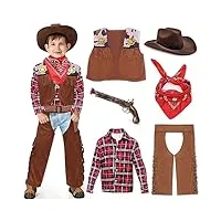 vamei déguisement cowboy enfant costume cowboy enfant avec chapeau cowboy vest bandana pour carnival halloween noël cosplay accessoires cowboy pour enfants 3 4 5 6 7 8 9 10 11 12 ans