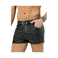 casey kevin homme short en cuir leather boxer shorts effet mouillé sexy short court wetlook punk clubwear party