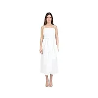 armani exchange robe asymétrique femme blanche en popeline avec noeud, blanc, 40