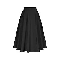 jupe femme plissée longue taille elastique a-ligne pour travail shopping xxl noir
