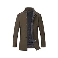 youthup manteau homme en laine hiver chaud caban court col montant pardessus classique parka trench coat marron xl