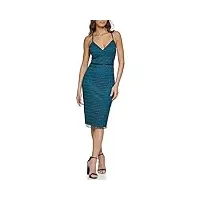 guess robe débardeur texturée à col en v pour femme, bleu sarcelle, 44