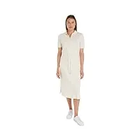 tommy hilfiger robe polo femme midi dress manches courtes, blanc (calico), s