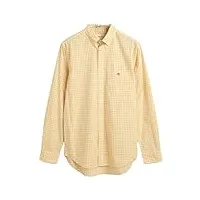 gant poplin gingham shirt chemise vichy en popeline reg, dusty yellow, xl homme