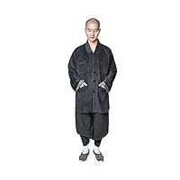 cachemire moine vêtements ensemble méditation bouddhiste manteau court et pantalon robe bouddhiste,gris,24b