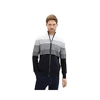 tom tailor 1040710 cardigan, 35032-motif à rayures blanches marines, l homme