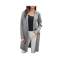 pull cardigan hiver femme gris chic gilet long ouvert manteau trench hiver épais veste gris -4 s