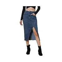 allegra k jupe en jean pour femme décontractée taille haute fendue sur le devant longueur au genou jupes en jean bleu xl
