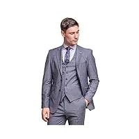 costume grise en tweed de laine à carreaux coupe slim pour hommes ensemble formel 3 pièces pour affaires de mariage poitrine 58 taille 42