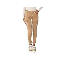 nina carter s353 pantalon cargo pour femme coupe skinny jeans cargo jeans stretch jean cargo jean usé, beige (s352-1), m