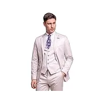 ensemble 3 pièces de costume formel d'affaires de mariage coupe slim pour homme en beige écru poitrine 44 taille 28