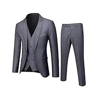 jueshanzj veste de costume pour homme 3 pièces décontractée couleur unie veste de costume coupe ample, gris foncé., 5xl