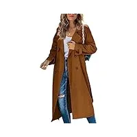 minetom trench-coat long pour femme trench couleur unie avec ceinture léger à double boutonnage coupe-vent printemps automne manteau b marron s
