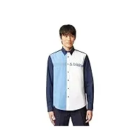 harmont & blaine chemise à manches longues pour homme de marque, modèle avec logo et inserts contrastés crj912011759b, fabriqué en coton., bleu, 3xl