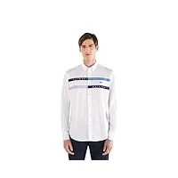 harmont & blaine chemise à manches longues pour homme de la marque, modèle avec attaches et logo crj907011759m, fabriqué en coton., blanc, 3xl
