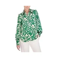 bcbgmaxazria chemise en satin avec col et manches longues ballon, vert feuille, 40 femme