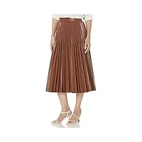 bcbgmaxazria jupe plissée en similicuir avec fermeture éclair dans le dos pour femme, caramel, 40