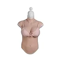 zwsms plaque mammaire en silicone c/d/e cup half body fake boobs 8th generation women realistic breast forms for crossdresser,marron,c cup