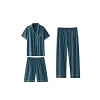costume trois pièces en soie glacée pantalon à manches courtes pyjamas vêtements d'été minces pour hommes (code a xl)