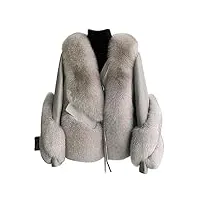 oftbuy manteau de fourrure véritable veste d'hiver femmes fourrure de renard naturel vêtements d'extérieur en cuir véritable streetwear locomotive épais chaud mode
