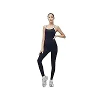 ongasoft combinaison de sport pour femme sans coutures - combinaison de yoga sans manches - sexy - body moulant - stretch - entraînement fitness - grenouillère une pièce, noir , m