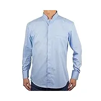 sinologie chemise col mao mandarin en popeline de coton bleu ciel (xl)