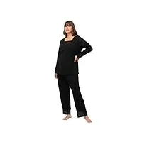 ulla popken pyjama velours ensemble de pijama, noir, 48 femme