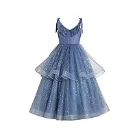 robe d'occasion spéciale robe de princesse pour enfants robe de soirée d'anniversaire fille petite robe hôte longue fille fleur fille robe de mariée puttishirt (bleu 120), bleu, 120