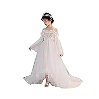 robe d'occasion spéciale robe de soirée fleur d'une Épaule fille fille princesse robe enfant robe de mariée tutu fille patwalk performance de piano (blanc 110), blanc, 150