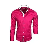subliminal mode - chemise homme coupe ajuster col et manche bicolore avec un repassage facile manches longues casual s500 couleur rose taille l
