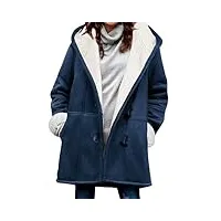 vancavoo manteau femme hiver manteaux à capuche blouson veste polaire chaud jacket Épais hoodie chic et elegant sweat-shirt long outwear avec poche,bleu marine,s