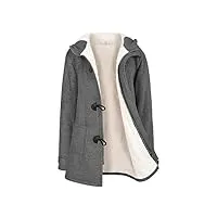 vancavoo manteaux à capuche manteau femme hiver zippé blouson veste polaire jacket chaud Épais hoodie chic et slim sweat-shirt long outwear avec poche,gris foncé,xl