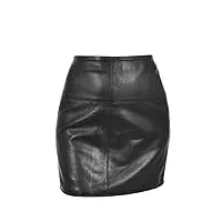 skt5 mini jupe crayon en cuir pour femme noir 40,6 cm, noir , 48