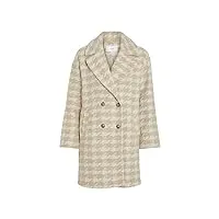 vila vilunes l/s new coat/pb manteau court, bouleau/détail : doeskin houndstooth, 36 femme