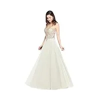 misshow robe de bal de promo pour jeune fille longue sans manches pas cher robe de mariée grande taille ivoire 46