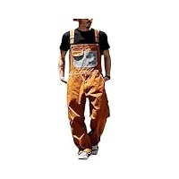 gefomuofe combinaison cargo rétro pour homme - pantalon de travail avec bretelles stretch - pantalon de travail avec jeans stretch - salopette courte en denim - salopette de loisirs, orange, xl