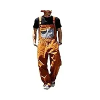 gefomuofe combinaison cargo rétro pour homme - pantalon de travail avec bretelles stretch - pantalon de travail avec jeans stretch - salopette courte en denim - salopette de loisirs, orange, xxxxl