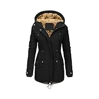 vancavoo manteau femme hiver chaud parkas blouson veste polaire à capuche casual doudoune avec zippé,noir,xl