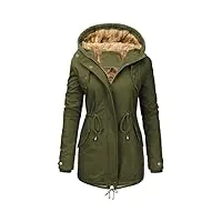 vancavoo manteau femme hiver chaud parkas blouson veste polaire à capuche casual doudoune avec zippé,vert,m