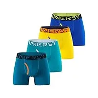 innersy boxer homme coton doux sous vetement sport trunk caleçon avec ouverture coloré lot de 4 (s, actif multicolore)