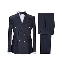 costume d'affaires formel pour homme à double boutonnage 2 pièces pour marié tuxedo prom party blazer à col châle, noir , taille xl