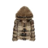 oftbuy veste d'hiver femmes grand manteau de fourrure véritable moelleux fourrure de raton laveur naturel capuche épaisse vêtements d'extérieur chauds streetwear amovible