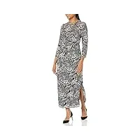 anne klein robe midi froncée sur le côté imprimé pour femme, anthracite/améthyste, taille xl