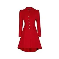 scarlet darkness manteau long gothique pour femme - design haut et bas - automne - hiver - vintage - veste de smoking festive, rouge avec ceinture, l
