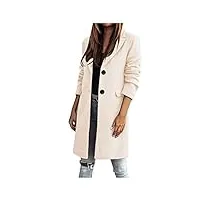 trench-coat élégant pour femme - long - en fausse laine - fin - manteau long - pour femme - Élégant - pour l'automne, beige, m