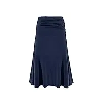 laphilo jupe femme de couleur unie décontractée élastique à la taille jupe évasée midi au genou, confortable et légère, cod.9521, bleu foncé, l