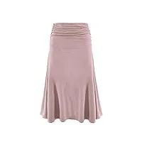 laphilo jupe femme de couleur unie décontractée élastique à la taille jupe évasée midi au genou, confortable et légère, cod.9521, rose, xxx-large