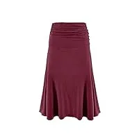 laphilo jupe femme de couleur unie décontractée élastique à la taille jupe évasée midi au genou, confortable et légère, cod.9521, bordeaux, l