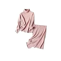 dndrdhfb ensembles tricotés en cachemire pour femmes, pull À col roulé et jupe moulante, tenues deux pièces color 03 m