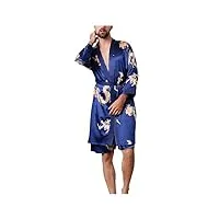 biisdost season unisex nightgown sleeve long all silk thin cardigan imitation coquin sexy (blue, l)